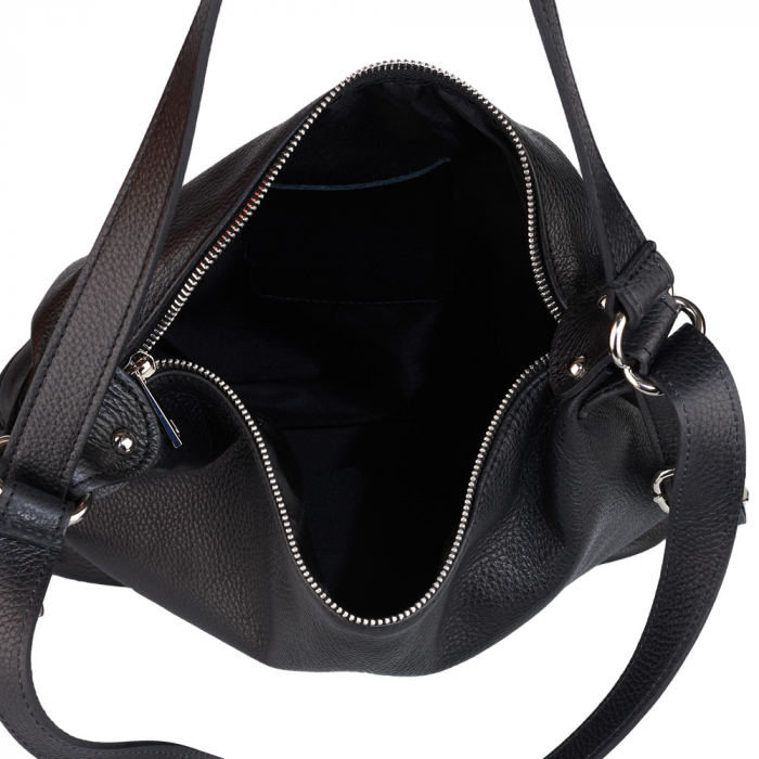 Geantă Jackie, tip rucsac negru din piele naturală moale 8190 [4]