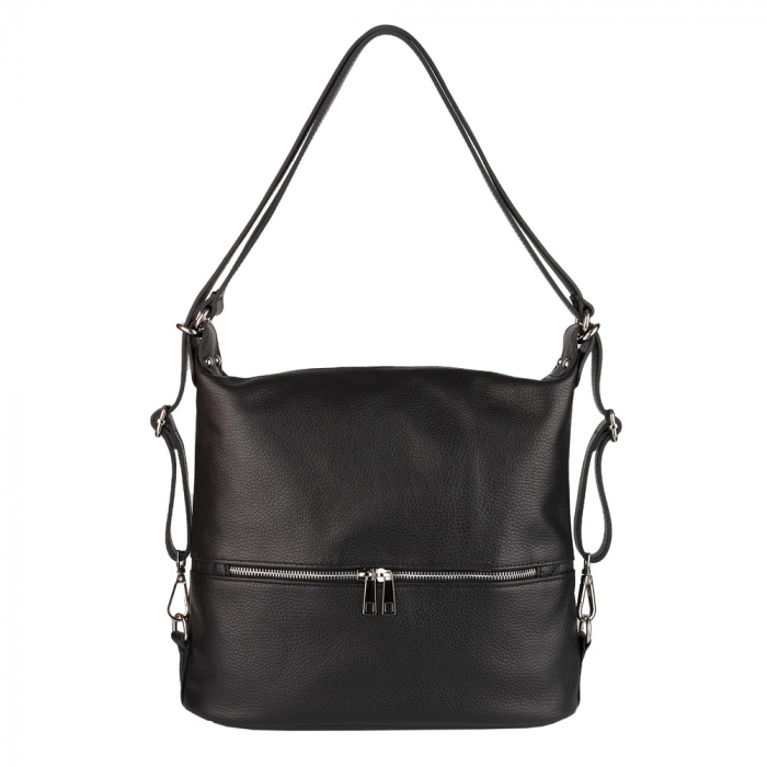 Geantă Jackie, tip rucsac negru din piele naturală moale 8190 [2]