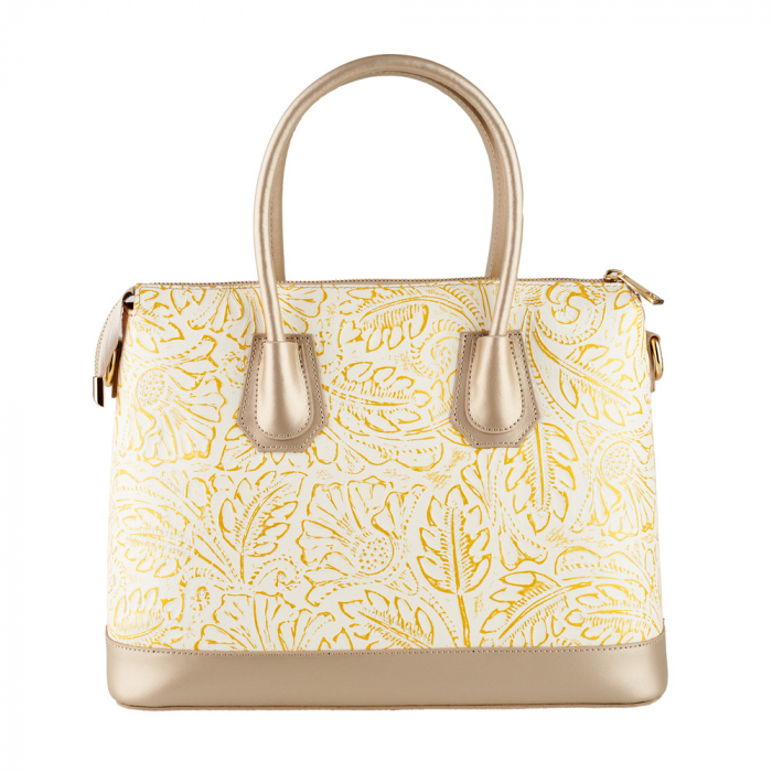 Geanta Jade, aurie din piele naturala cu elemente florale 8123 [2]