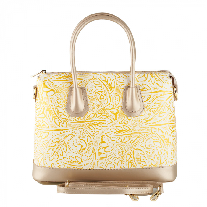 Geanta Jade, aurie din piele naturala cu elemente florale 8123 [3]