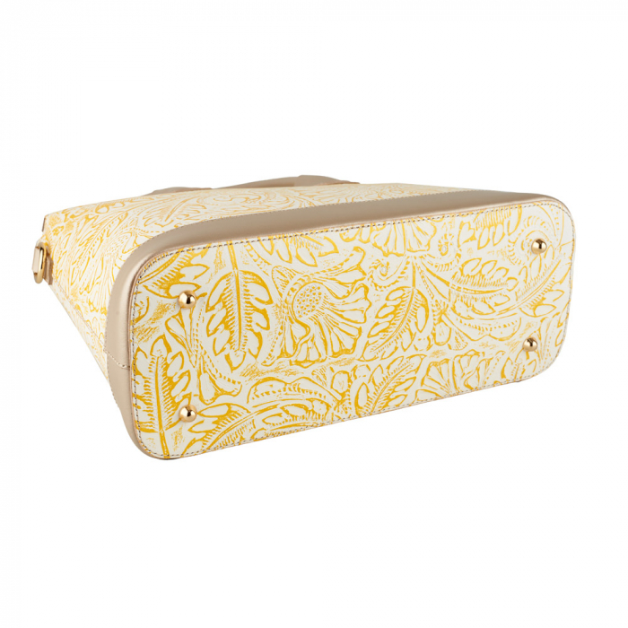 Geanta Jade, aurie din piele naturala cu elemente florale 8123 [4]