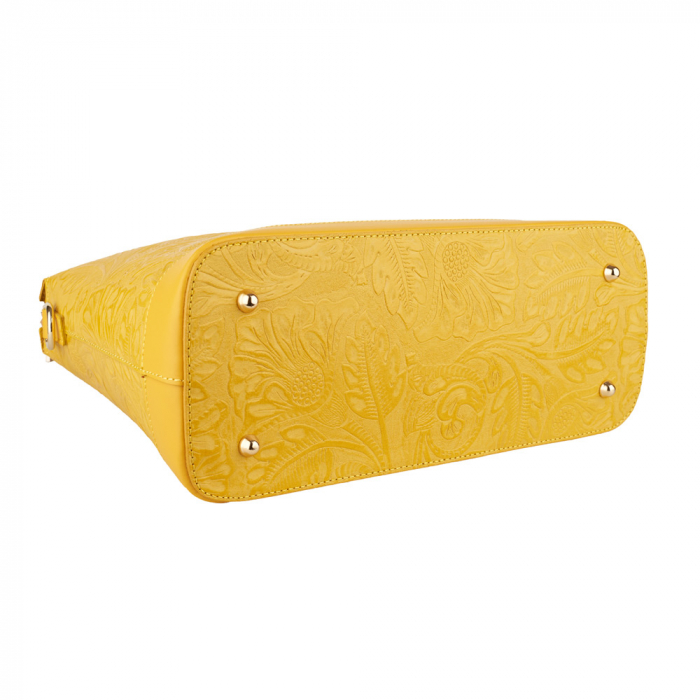 Geanta Jade, galbena din piele naturala cu elemente florale 8123 [3]