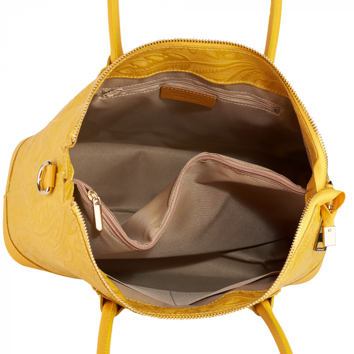 Geanta Jade, galbena din piele naturala cu elemente florale 8123 [4]