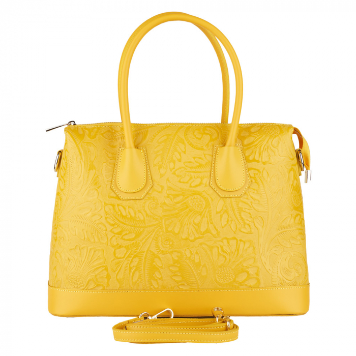 Geanta Jade, galbena din piele naturala cu elemente florale 8123 [2]