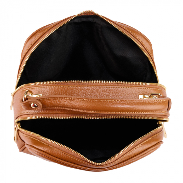 Geanta June,de mana sau tip crossbody din piele naturala coniac 8224 [4]