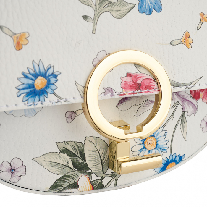 Geanta June,de mana sau tip crossbody din piele naturalaalba cu imprimeu floral 8224 [4]