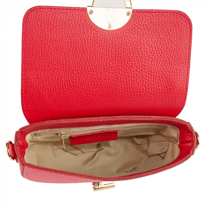 Geanta June,de mana sau tip crossbody din piele naturala rosie 8224 [4]
