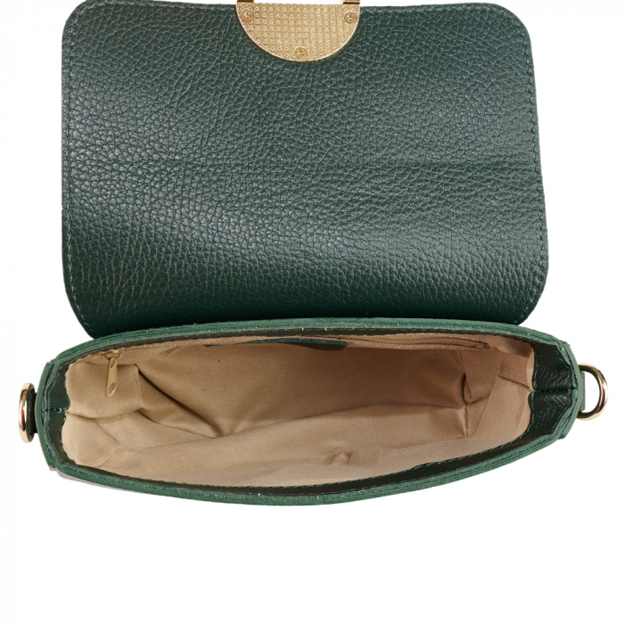 Geanta June,de mana sau tip crossbody din piele naturala verde inchis8224 [4]