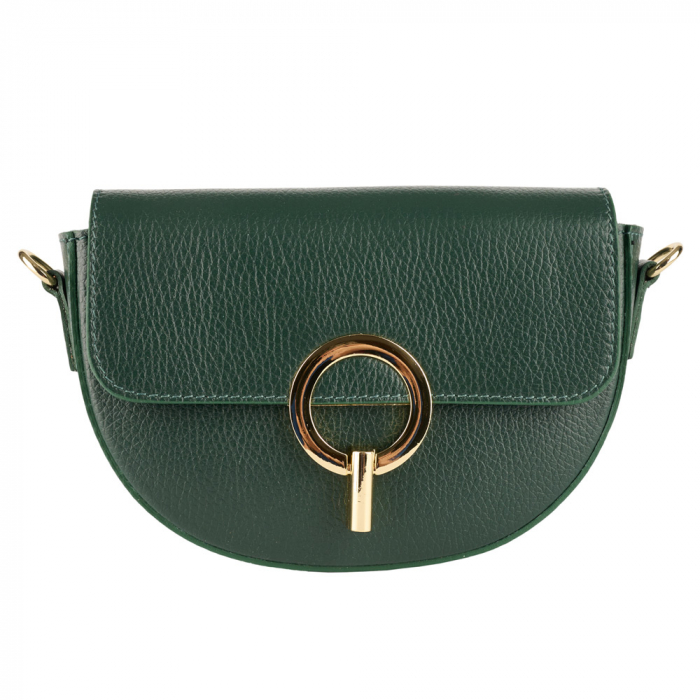 Geanta June,de mana sau tip crossbody din piele naturala verde inchis8224 [2]