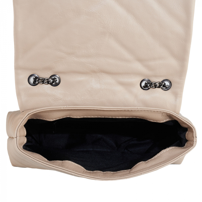 Geantă Kassya, piele naturala matlasata crem, bareta lant argintiu antic, 8189 [4]