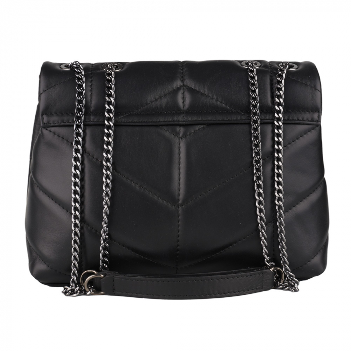Geantă Kate, piele naturala neagra, bareta metalica, 8194 [3]