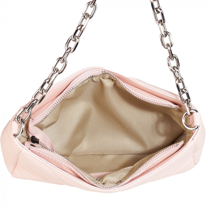 Geantă Kirra, piele naturala roz, bareta metalica, 8202 [4]