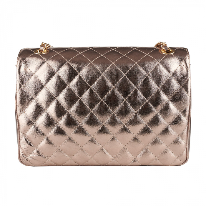Geantă Lora, crossbody piele bronz cu aspect matlasat 8127 [3]