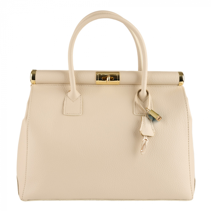 Geanta Lotus din piele 100% naturala,crem 8233 [2]