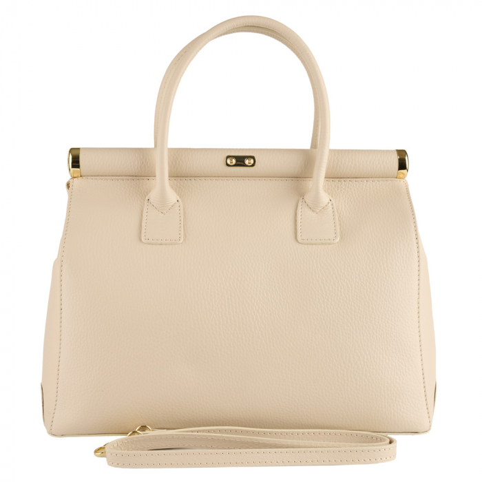 Geanta Lotus din piele 100% naturala,crem 8233 [4]