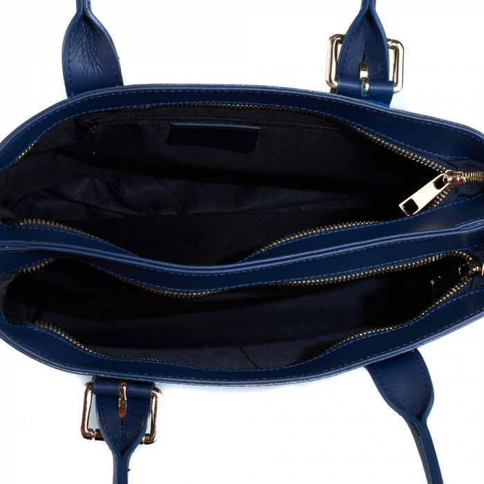 Geanta Sabyne, piele naturala bleumarin cu elemente florale 8153 [5]