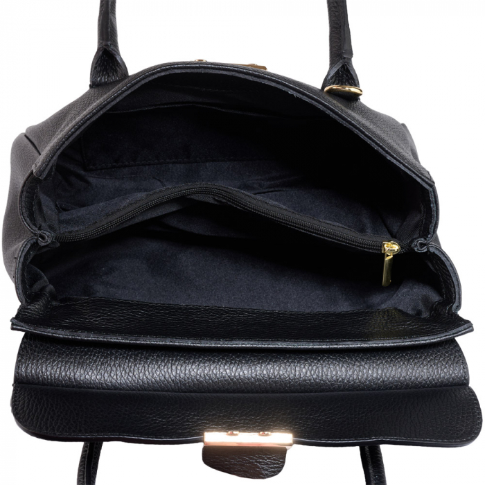 Geantă Milani, piele 100% naturala, negru , 8240 [5]