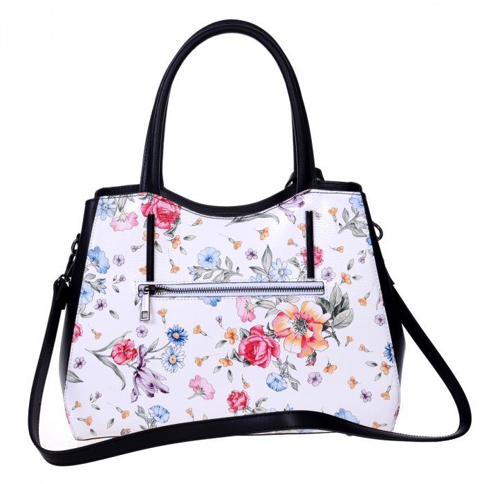 Geanta multicolora, pereti laterali negri medie cu elemente florale 8040 [3]