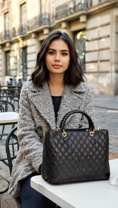 Geantă Natalia, piele naturală aurie sidef cu aspect matlasat, 8001 [8]