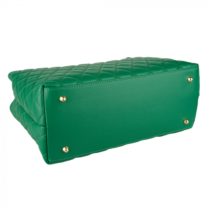 Geantă Natalia, piele naturală verde cu aspect matlasat, 8001 [4]