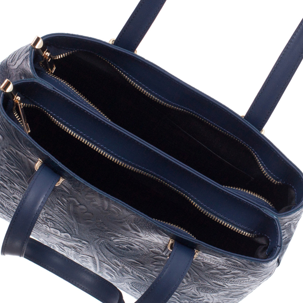 Geanta bleumarin medie cu elemente florale 8036 [4]