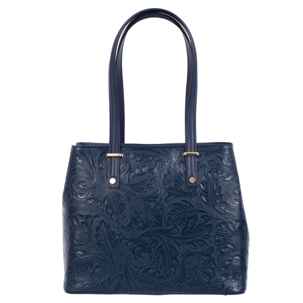Geanta bleumarin medie cu elemente florale 8036 [3]