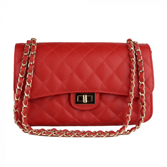 Geantă Patricia, crossbody piele rosie cu aspect matlasat 8002 [2]