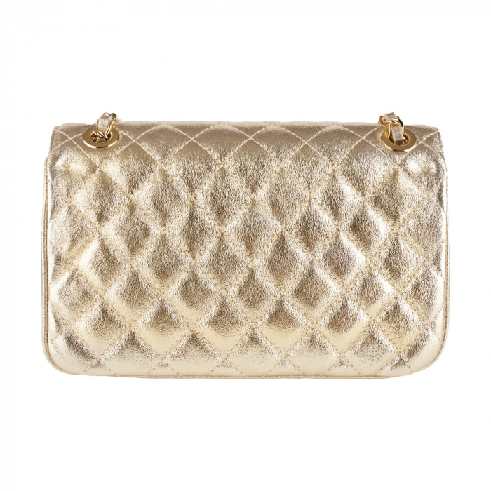 Geantă Patricia, crossbody piele auriu sidefat cu aspect matlasat 8002 [3]