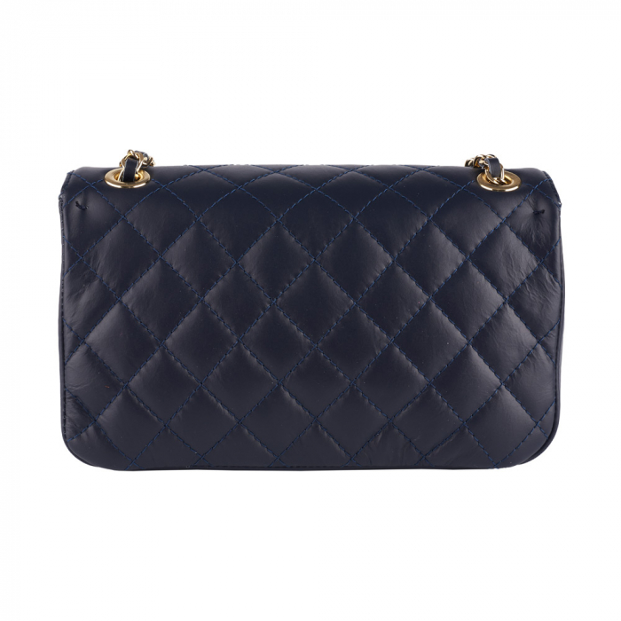 Geantă Patricia, crossbody piele bleumarin cu aspect matlasat 8002 [3]