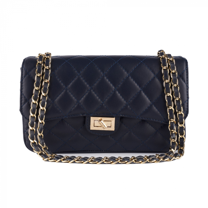 Geantă Patricia, crossbody piele bleumarin cu aspect matlasat 8002 [2]