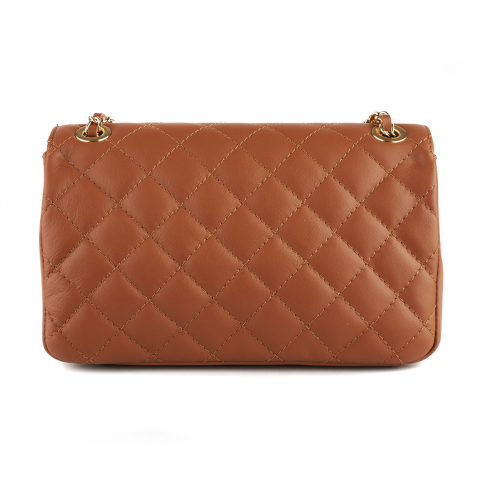 Geantă Patricia, crossbody piele coniac cu aspect matlasat 8002 [3]