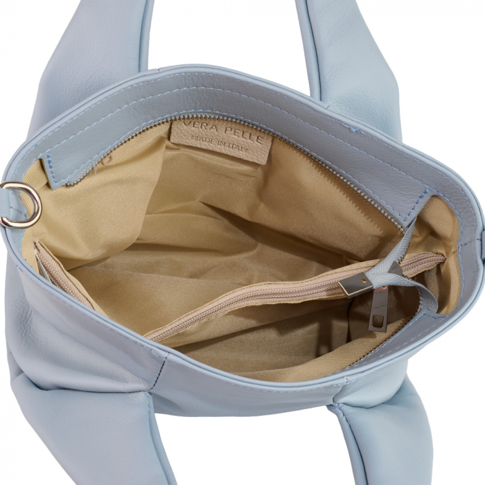 Geantă Perla, piele 100% naturala, bleo celeste , 8238 [4]
