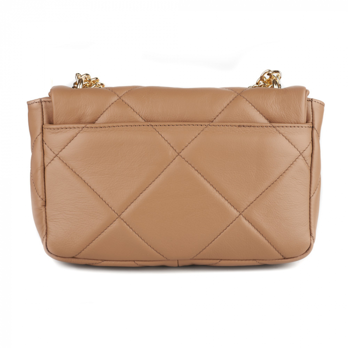 Geantă Rayssa, piele naturala matlasata taupe, bareta metalica aurie, 8182 [3]