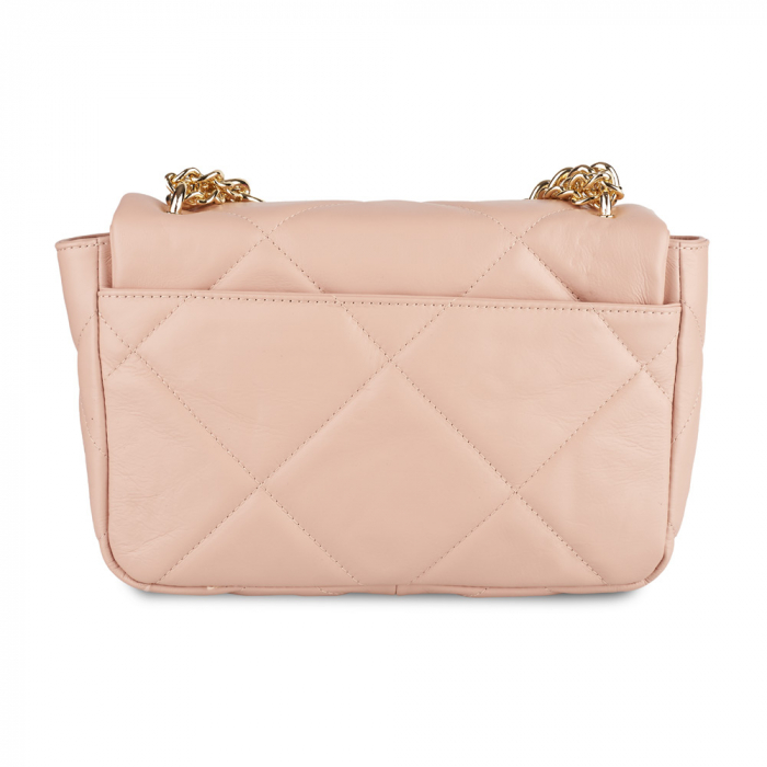 Geantă Rayssa, piele naturala matlasata roz, bareta metalica aurie, 8182 [3]