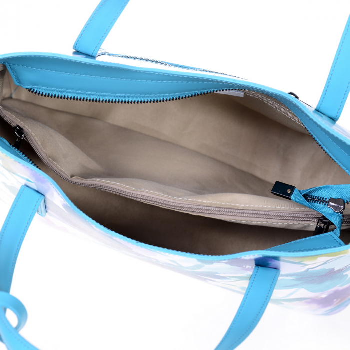 Geanta multicolora cu elemente florale turcoaz 8037 [4]