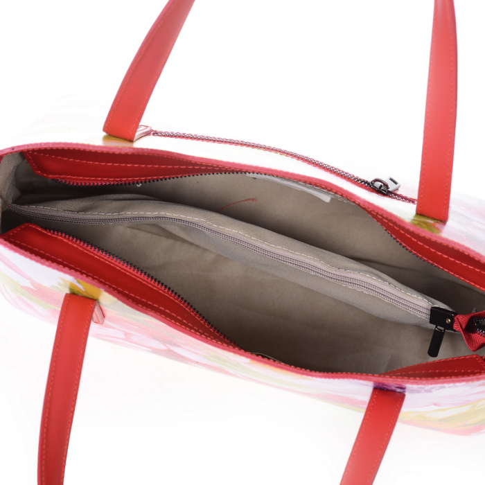 Geanta multicolora cu elemente florale roșii 8039 [4]