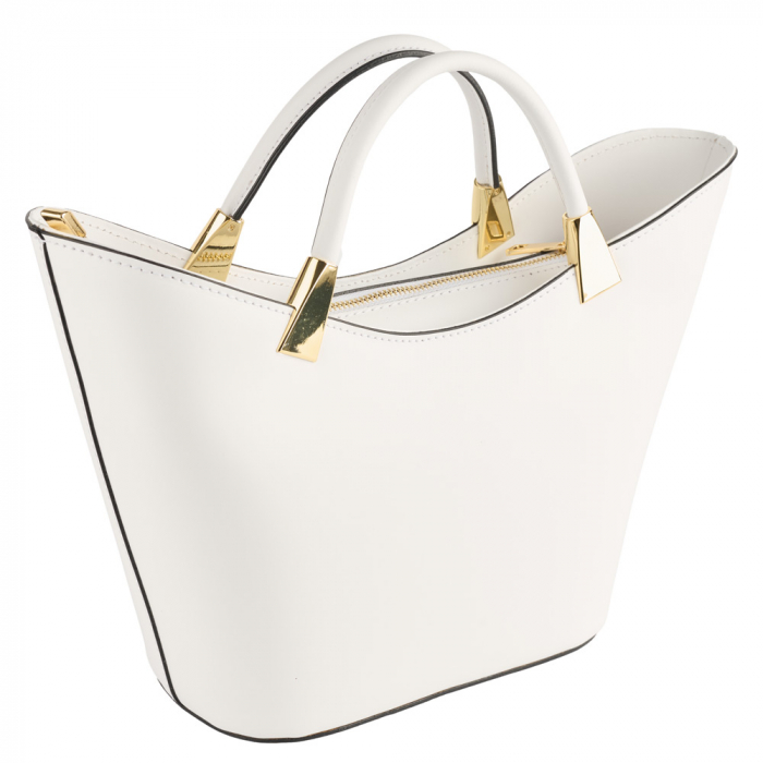 Geantă Selena, piele 100% naturala, alb , 8236 [1]