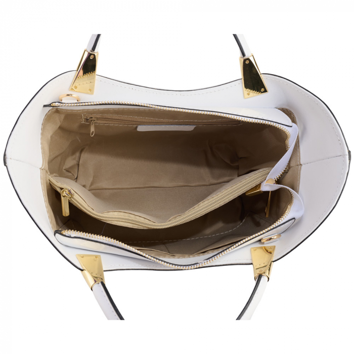 Geantă Selena, piele 100% naturala, alb , 8236 [5]