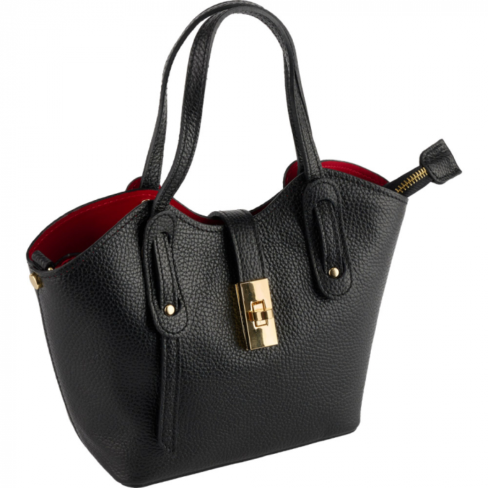 Geantă Tate, piele 100% naturala, negru , 8239 [1]