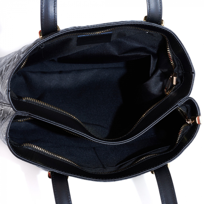 Geanta Zaira, negru marmorat cu elemente florale 8036 [4]