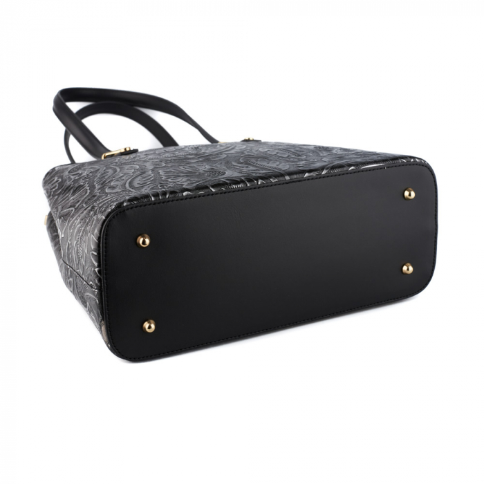 Geanta Zaira, negru marmorat cu elemente florale 8036 [3]