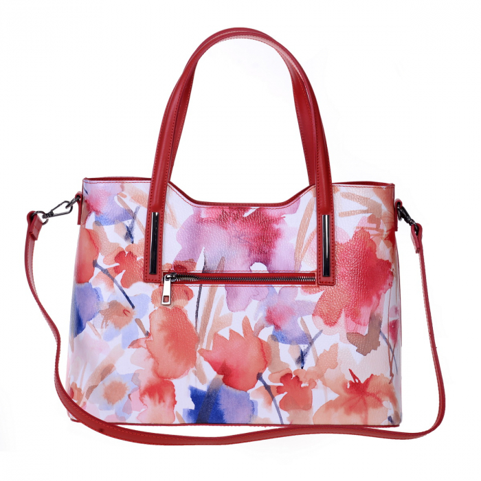 Geanta multicolora cu elemente florale rosii 8038 [3]