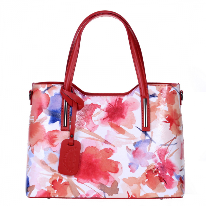 Geanta multicolora cu elemente florale rosii 8038 [2]