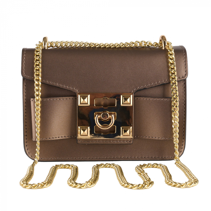 Geantă Yvette, crossbody piele bronz sidefat 8168 [2]