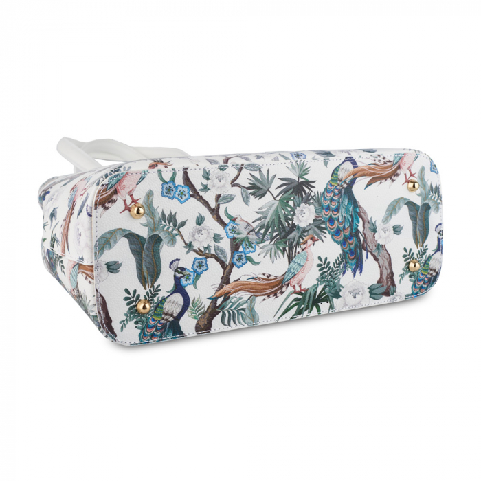 Geanta Daira, piele naturala alba cu elemente pictate 8145 [3]