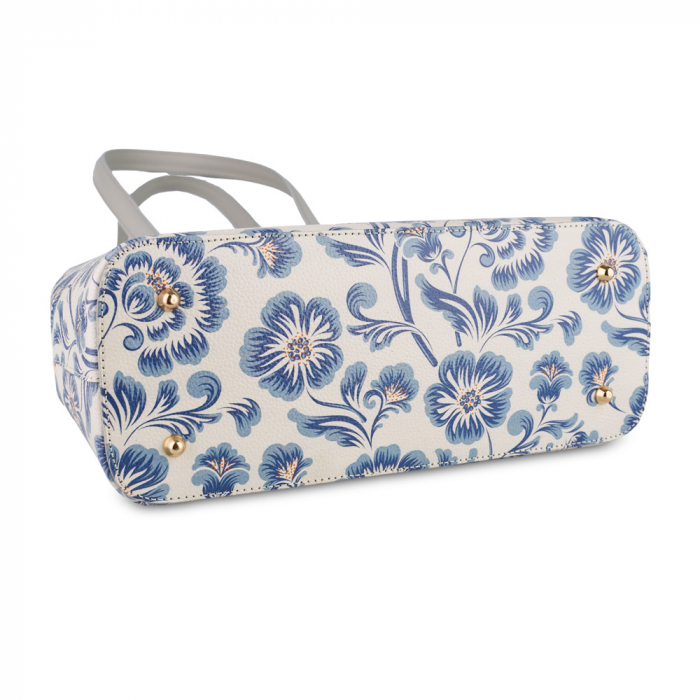 Geanta Flavia, piele naturala gri deschis cu elemente florale 8146 [4]
