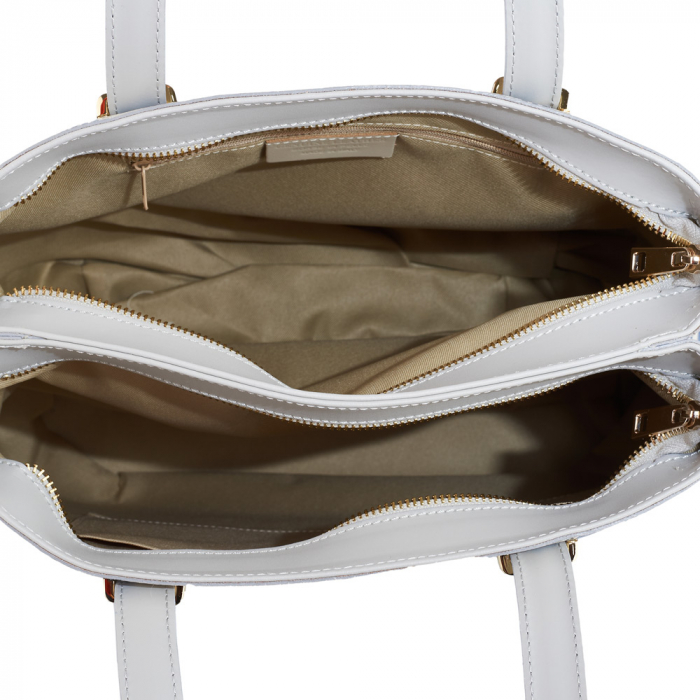 Geanta Flavia, piele naturala gri deschis cu elemente florale 8146 [3]