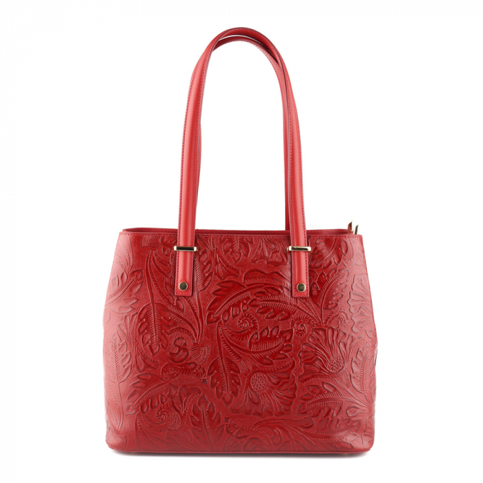 Geanta Zaira, rosu inchis cu elemente florale 8036 [2]