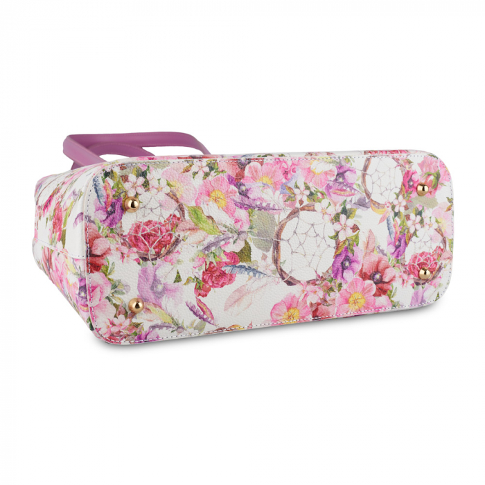 Geanta Elissa, piele naturala lila cu elemente florale 8143 [3]