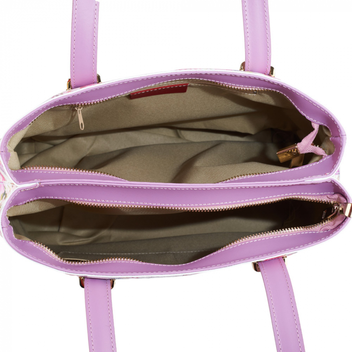 Geanta Elissa, piele naturala lila cu elemente florale 8143 [4]